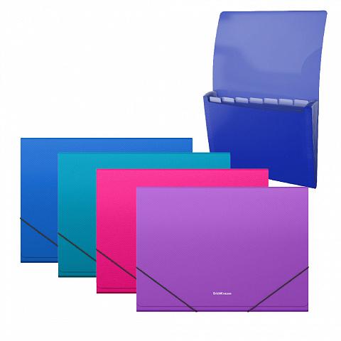 Папка-картотека пластиковая ErichKrause Diagonal Vivid, с 7 отделениями, A4, ассорти