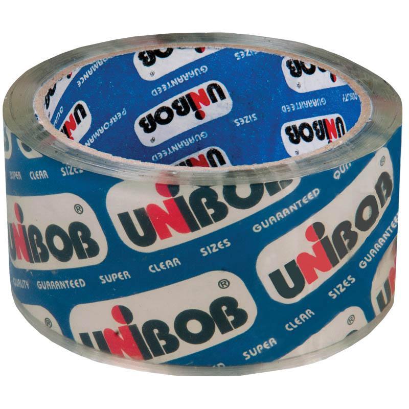 Клейкая лента упаковочная Unibob, 48мм*50м, 45мкм, крист. чистая ИУ 12706