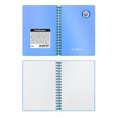 Тетрадь общая с пластиковой обложкой на спирали ErichKrause Bubble Gum, голубой, А4, 80 листов, клет