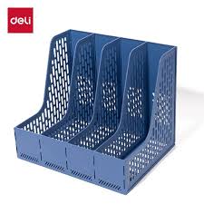 Лоток вертикальный DELI, 4 отделения, черный
