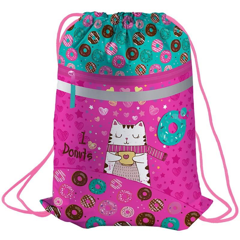 Рюкзак для обуви Berlingo "Sweet cat", 410*490мм, световозвращающая лента, карман на молнии