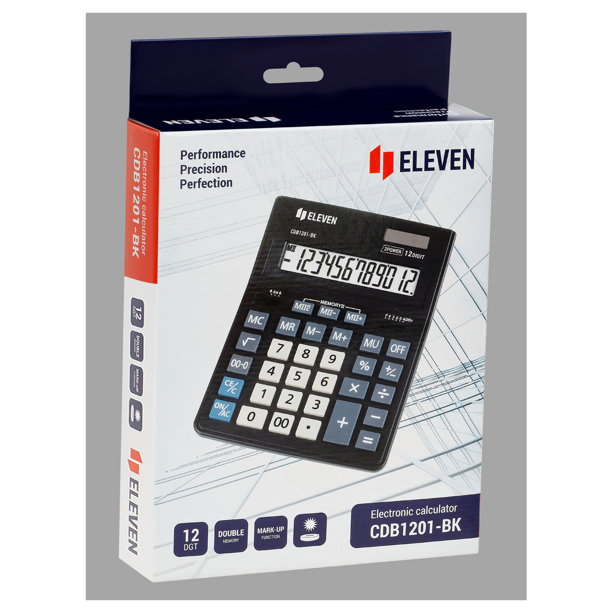 Калькулятор настольный Eleven Business Line CDB1201-BK, 12 разрядов, двойное питание, 155*205*35мм, 