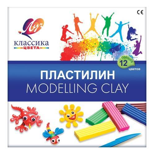 Пластилин Луч 12 цветов Классика 240г со стеком картонная упаковка