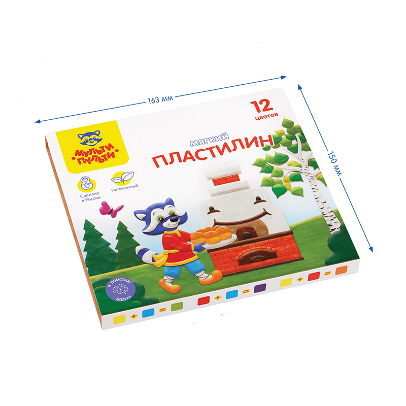 Пластилин Мульти-Пульти "Енот в сказке", 12 цветов, 144г, со стеком, картон