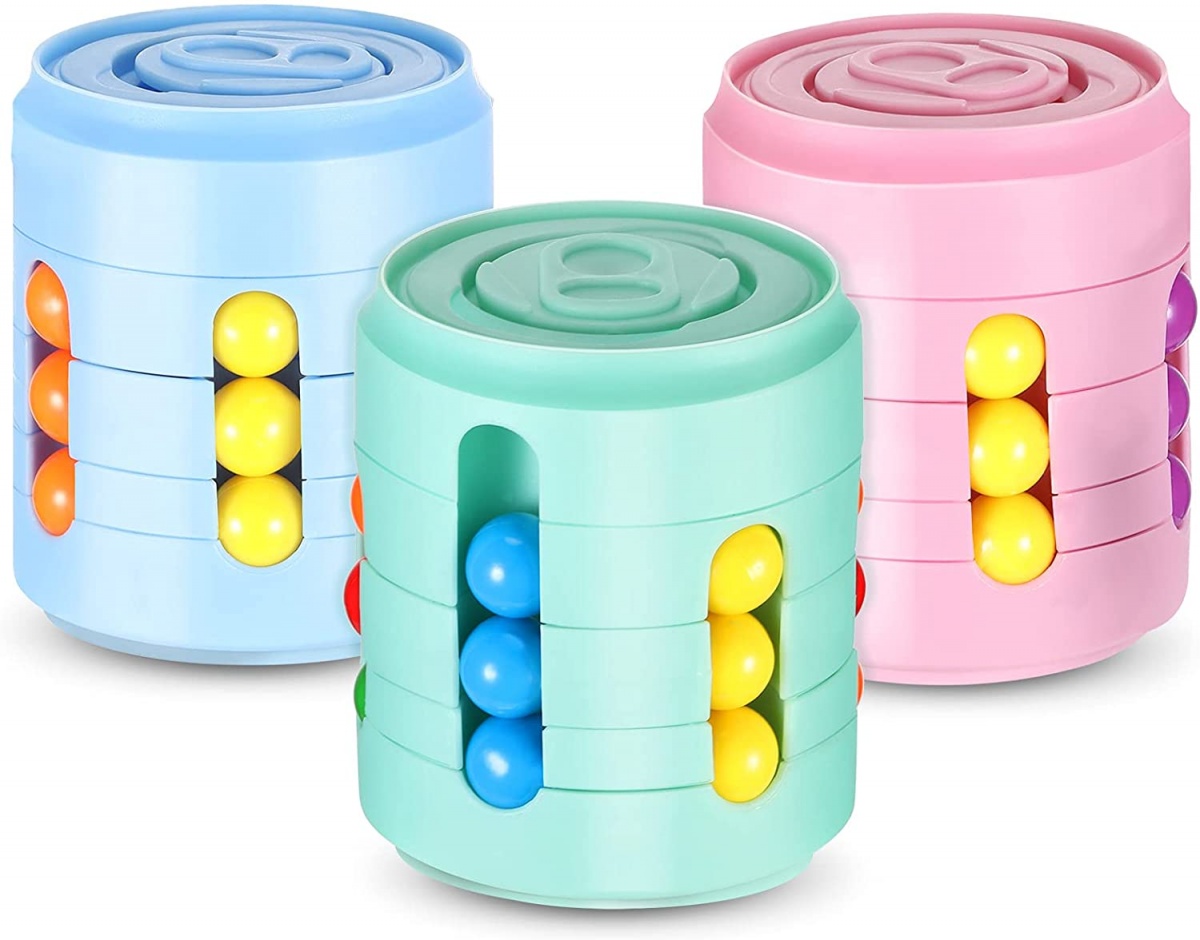 Вращающая логическая игра с цветными шариками и металик Fidger Cans Cube