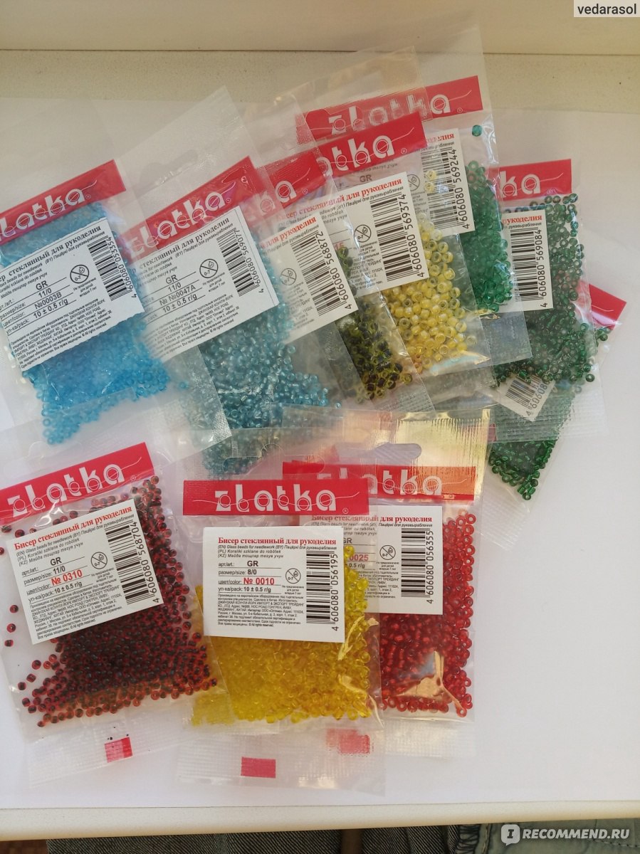 Бисер Zlatka 10 гр Ассорти