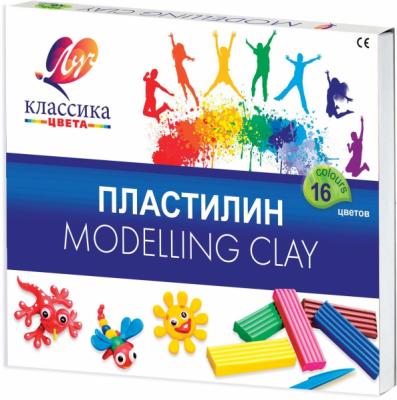 Пластилин Луч 16 цветов Классика 320г со стеком картонная упаковка