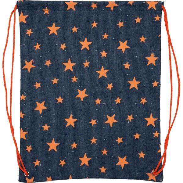 Рюкзак д/обуви deVENTE 36*46см "Denim" джинсовая ткань,оранжевые звезды,с фиксаторами 7040990