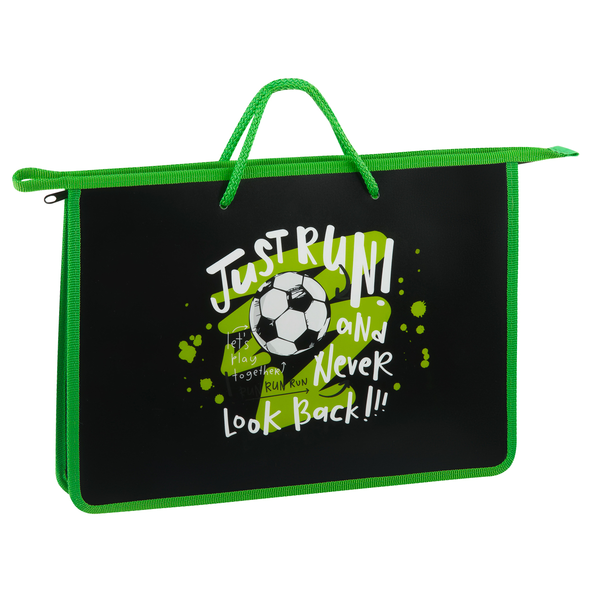 Папка с ручками А4 ArtSpace "Football", пластик, на молнии, 45мм