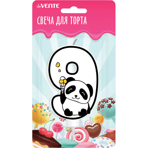 Свеча-цифра д/торта deVente 4,2*3,0*1,4см, золотист., пластик/к,е/подвес Ассорти