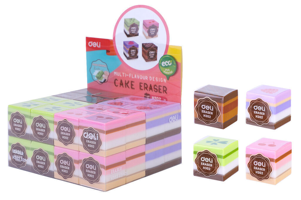 Ластик DELI "Cake", квадратный, ассорти (25х25х25 мм)