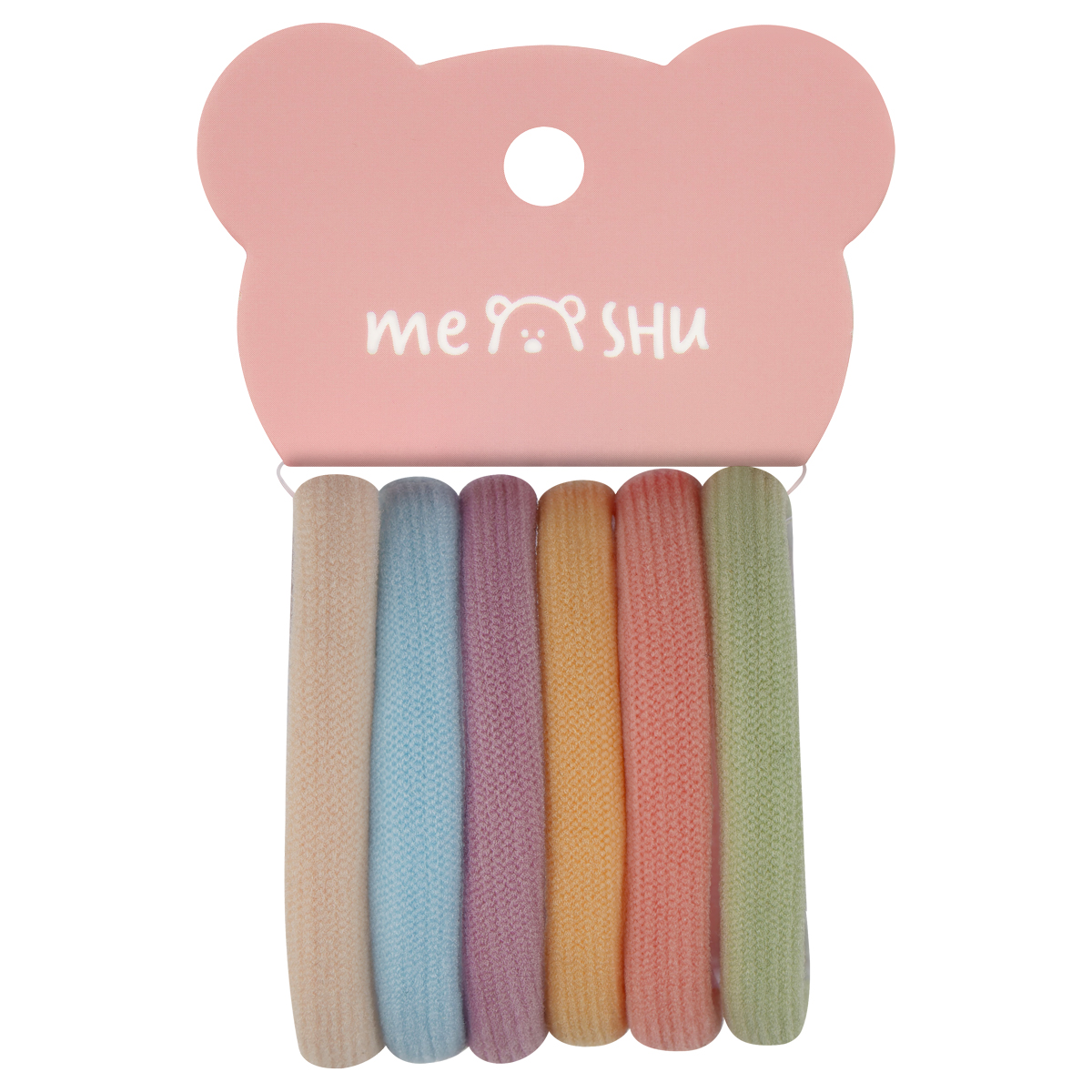 Резинки для волос MESHU "Essence thin", пастельные ассорти, 6шт., диаметр 4см, европодвес