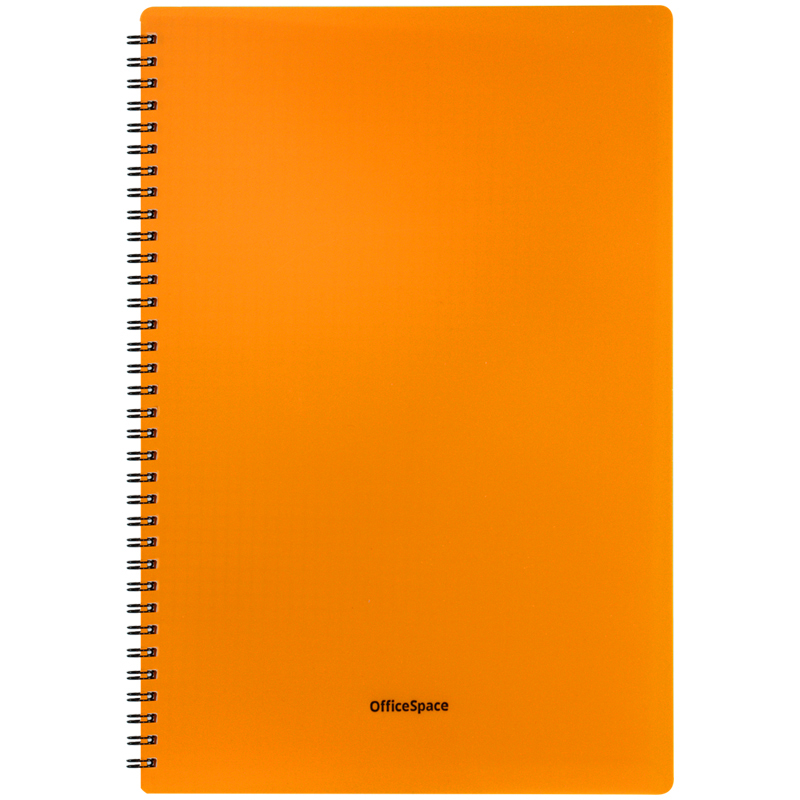 Тетрадь 48л. А4 клетка на гребне OfficeSpace "Neon", оранжевая пластиковая обложка