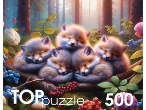 Puz 500д. Toppuzzle Спящие лисята (Ф500-3466)