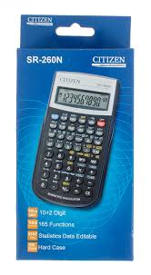 Калькулятор научный Citizen SR-260N, 10+2 разр., 165 функц., пит. от батарейки, 149*70*12мм, черный
