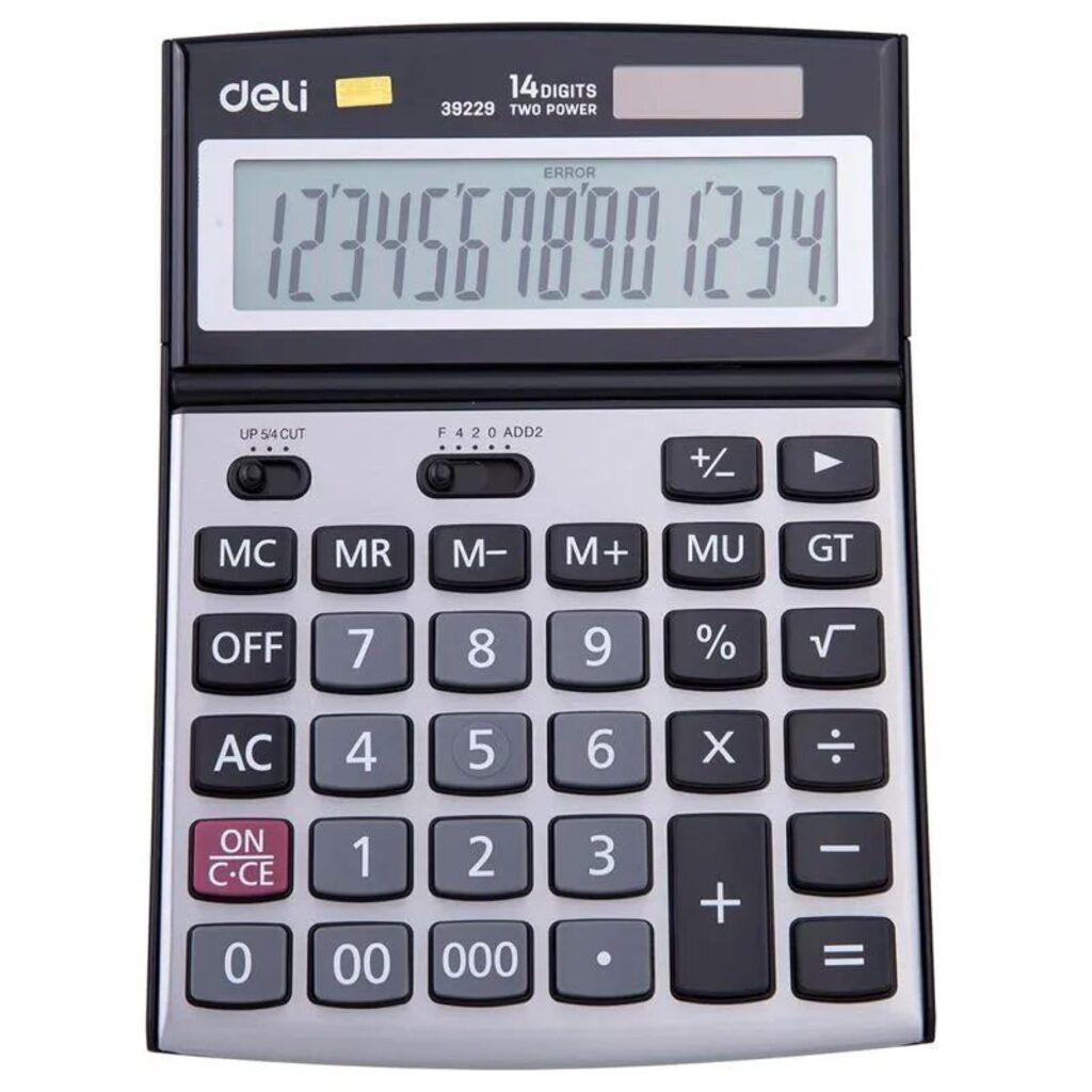 Калькулятор настольный DELI "39229" 14 разрядный, 190х139х37 мм, серый