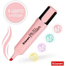 Набор текстовыделителей 4 цвета Luxor Highliter Pastel/Fluorescent Ассорти
