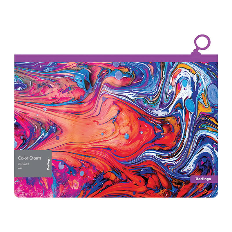 Папка-конверт на молнии Berlingo "Color Storm", 180мкм, с рисунком