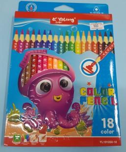 Набор цветных карандашей 18 шт трехгранные Yalong  YL191050-18/211021-18/201018-18