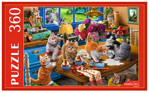 Puz 360д. РыжийКот 4696 Игривые котята на кухне