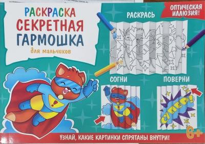 Раскраска-гармошка секретная для мальчиков №2613-2