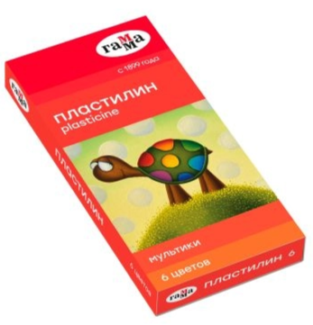 Пластилин Гамма "Мультики", 06 цветов, 120г, со стеком, картон. упаковка