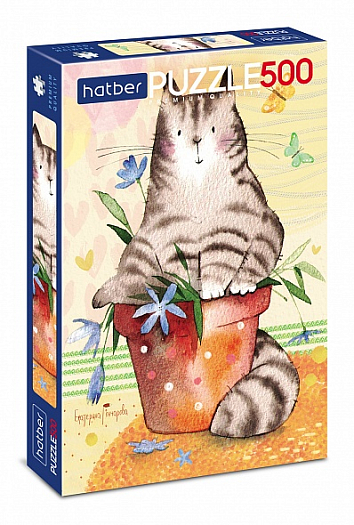 Пазлы "Hatber Premium", 500 элементов, А2, 330x480мм, серия "Кот в горшочке"