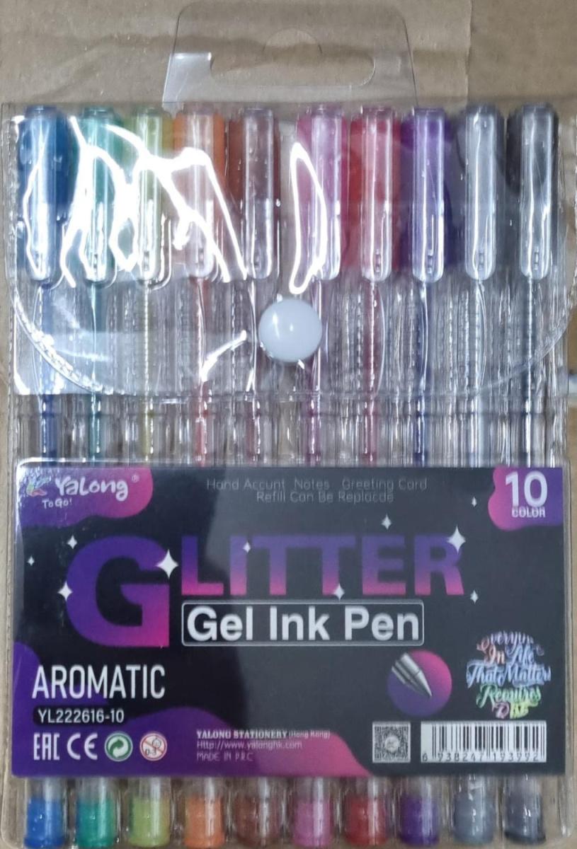 Набор гелиевых ручек с блестками Yalong Glitter Gel Ink Pen, Aromatic, 10 цветов