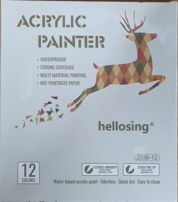 Акриловые маркеры 12цв Hellosing 2036-12 Acrylic painter