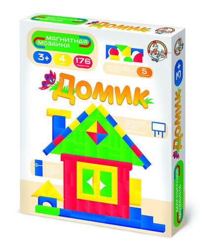 Магнитная мозаика без игрового поля Домик,176 дет.Десятое королевство