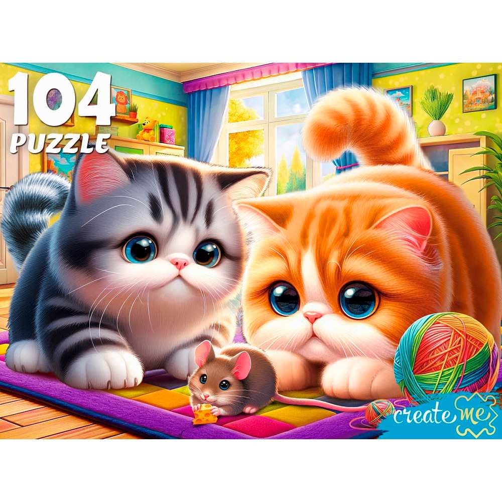 Puz  104д. РыжийКот Котята и мышонок (Ф104-6643)