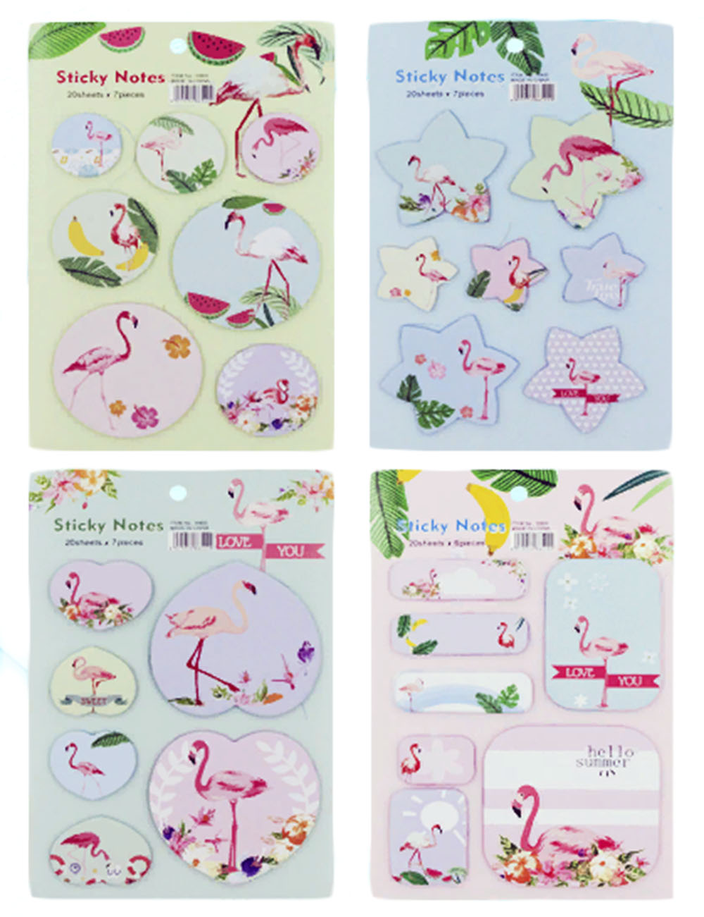 Закладки с клеевым краем бумажные Фламинго  Ассорти