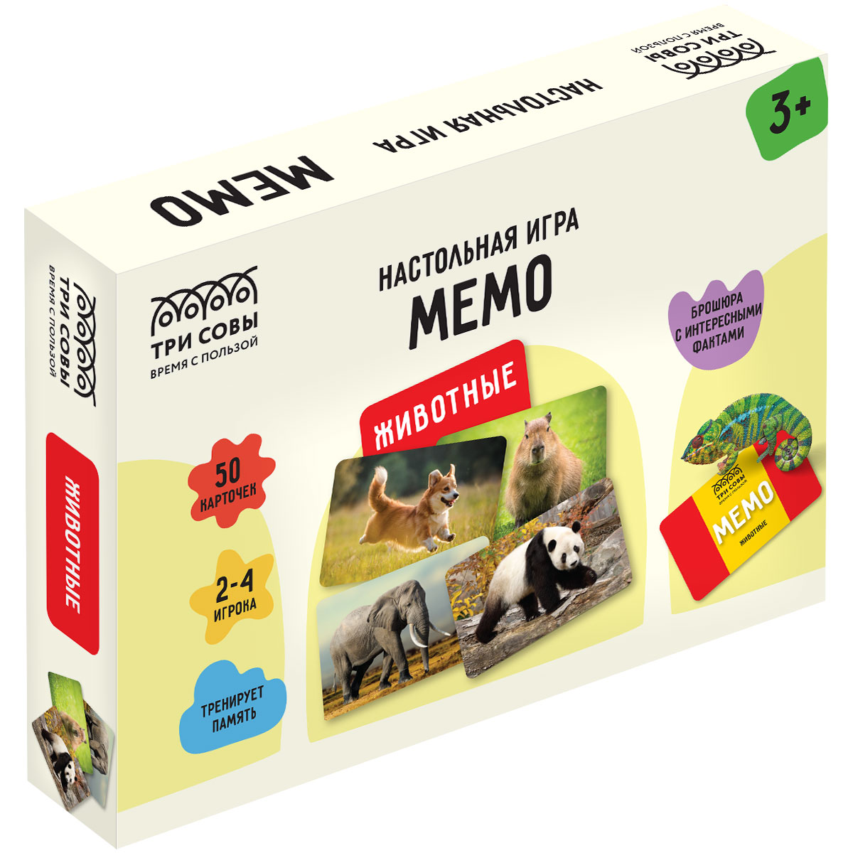 Игра настольная ТРИ СОВЫ "Мемо", 50 карточек, картонная коробка. Ассорти