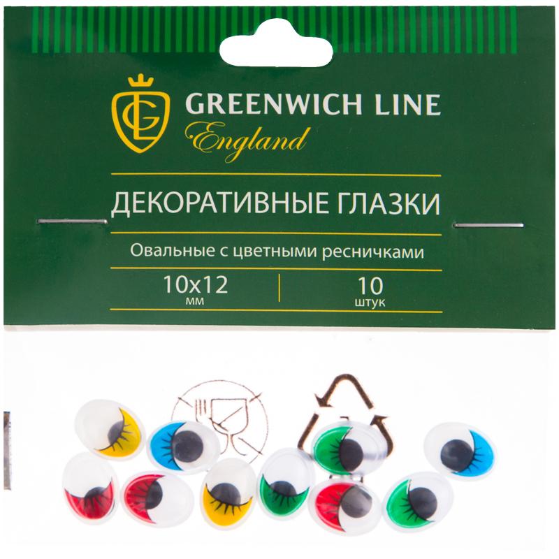 Материал декоративный Greenwich Line Глазки с цветными ресничками, овальные 10шт