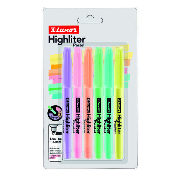 Набор текстовыделителей 4 цвета Luxor Highliter Pastel/Fluorescent Ассорти