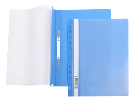Папка-скоросшиватель пластик. верх прозр Хатбер с перфорацией 140/180мкм синяя