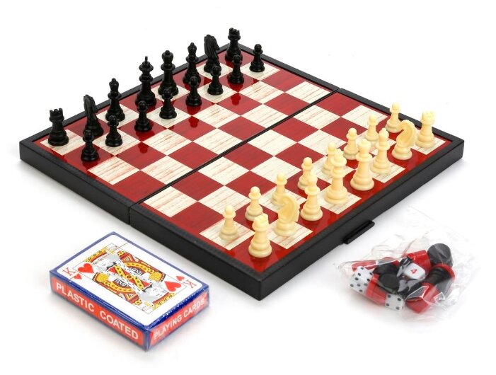 Игры настольные магнитные 3в1 шахматы, шашки, нарды 3422М/2885