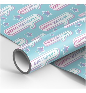 Упаковочная бумага глянц. 70*100см, MESHU "Happy Birthday", 80г/м2