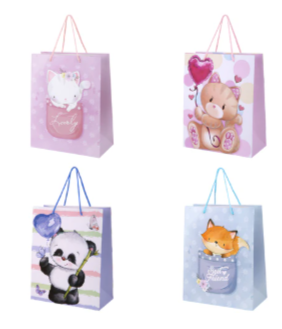Пакет подарочный (1 штука) 26х13х32 см (L), "Lovely Animals", ассорти, глиттер, ЗОЛОТАЯ СКАЗКА, 7008