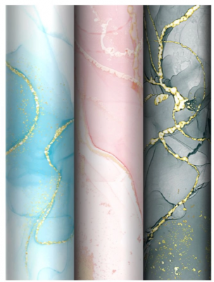 Упаковочная бумага глянц. 70*100см, MESHU "Marble", 80г/м2, ассорти  3 дизайна