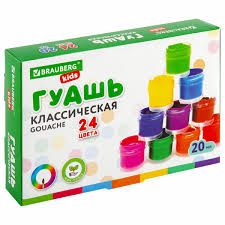 Гуашь BRAUBERG KIDS "NEW", 24 цвета по 20 мл, 192380 