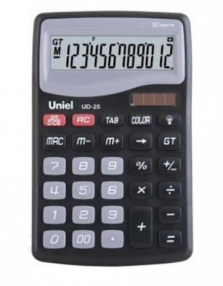 Калькулятор наст. Uniel UD-25 12разр.,2питания
