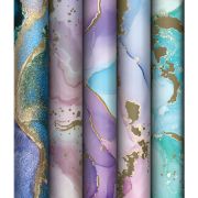 Упаковочная бумага крафт 70*100см, MESHU "Golden Pattern", 80г/м2, отд. фольгой, ассорти 5 дизайнов