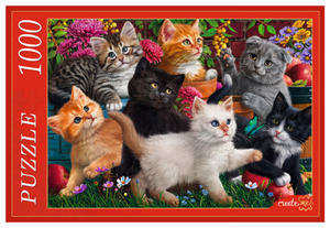Puz 1000д. РыжийКот Котята в саду (Ф1000-7955)