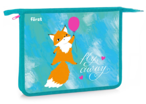 Папка для тетрадей 1 отделение, А5, Först "Pretty fox", 240*205*40мм, пластик, на молнии