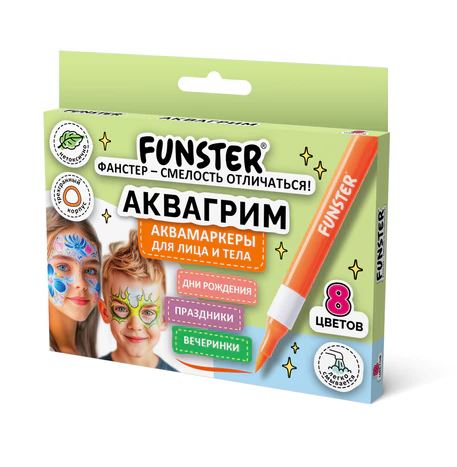 Аквагрим аквамаркеры для лица и тела 8 цветов, FUNSTER (Фанстер), 152608