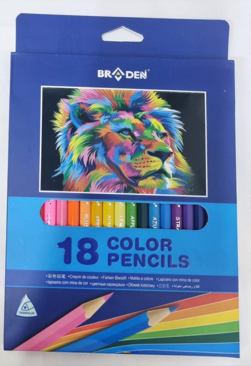 Карандаши цветные Braden 18цв., трехгранные