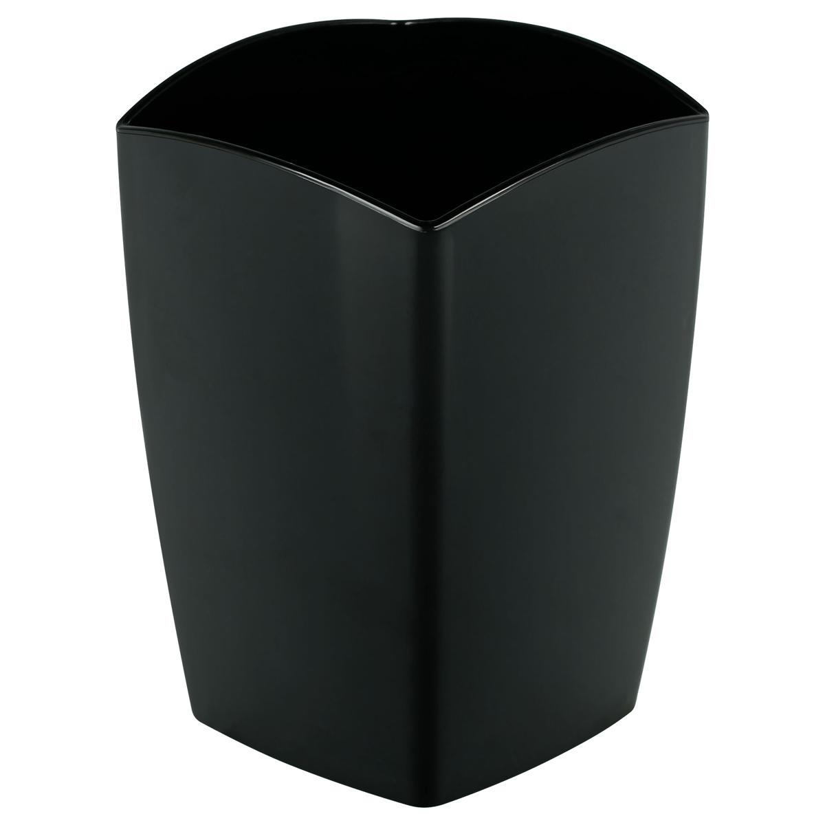 Подставка-стакан СТАММ "Тропик", пластиковая, квадратная, черная