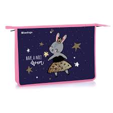 Папка для тетрадей 1 отделение, А4 Berlingo "Bunny dream", 340*245*40мм, пластик, на молнии