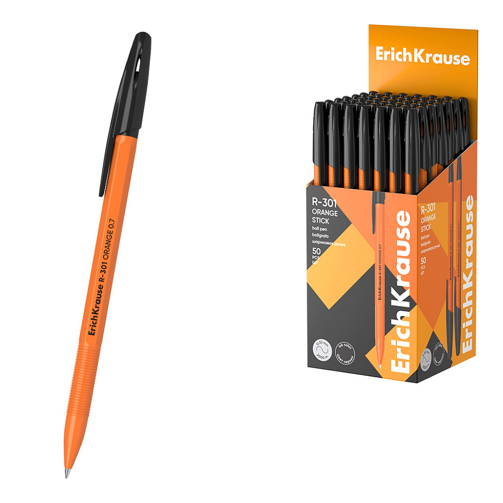 Ручка шар Erich Krause R-301черная orange корпус